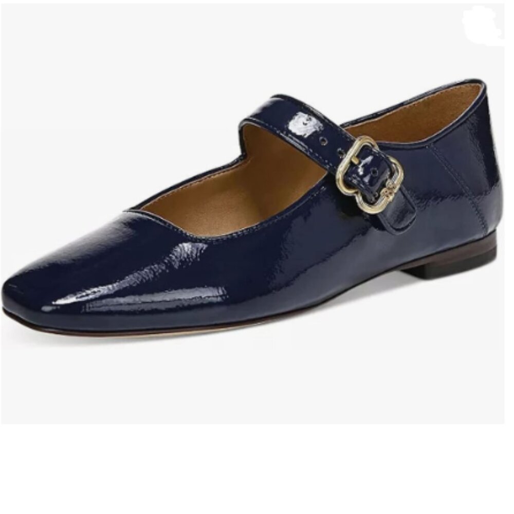 FYS Navy Square Toe Mary Jane Pumps Flats Ballets Buckled Dress Daily Shoes